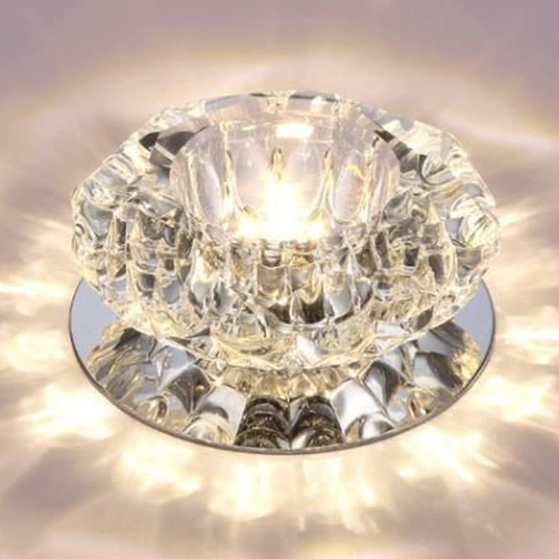 Modern Style Bowl Shape Ceiling Light Crystal 2 Light Ceiling Light with Hole 2-3.5''Dia