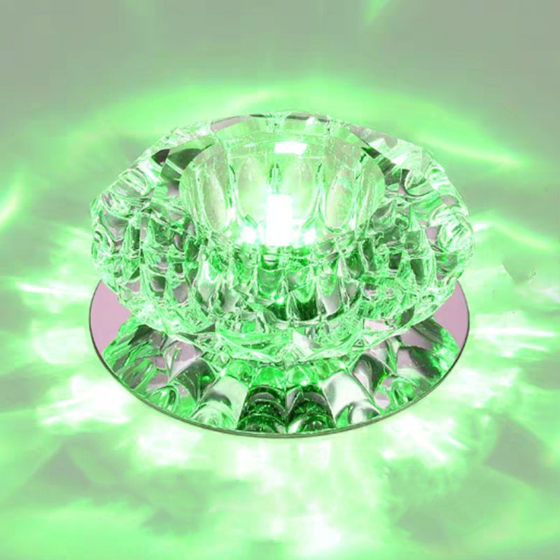 Modern Style Bowl Shape Ceiling Light Crystal 2 Light Ceiling Light with Hole 2-3.5''Dia