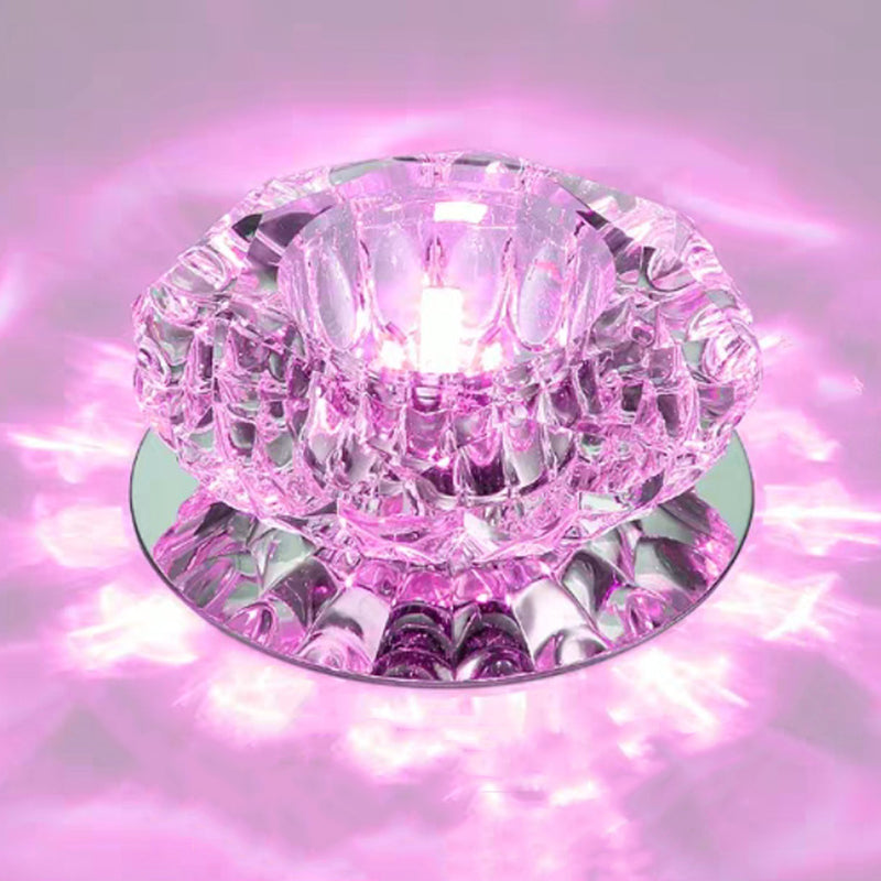 Modern Style Bowl Shape Ceiling Light Crystal 2 Light Ceiling Light with Hole 2-3.5''Dia