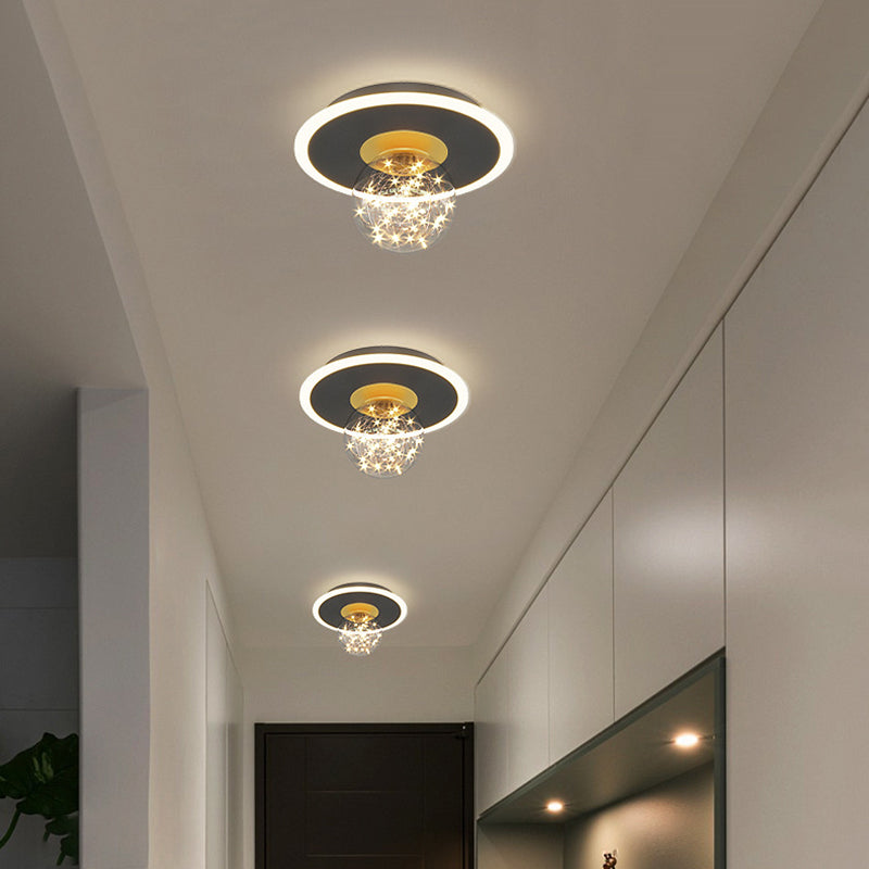 Modern Style Spherical Shape Ceiling Light Glass 2 Light Ceiling Light for Restaurant