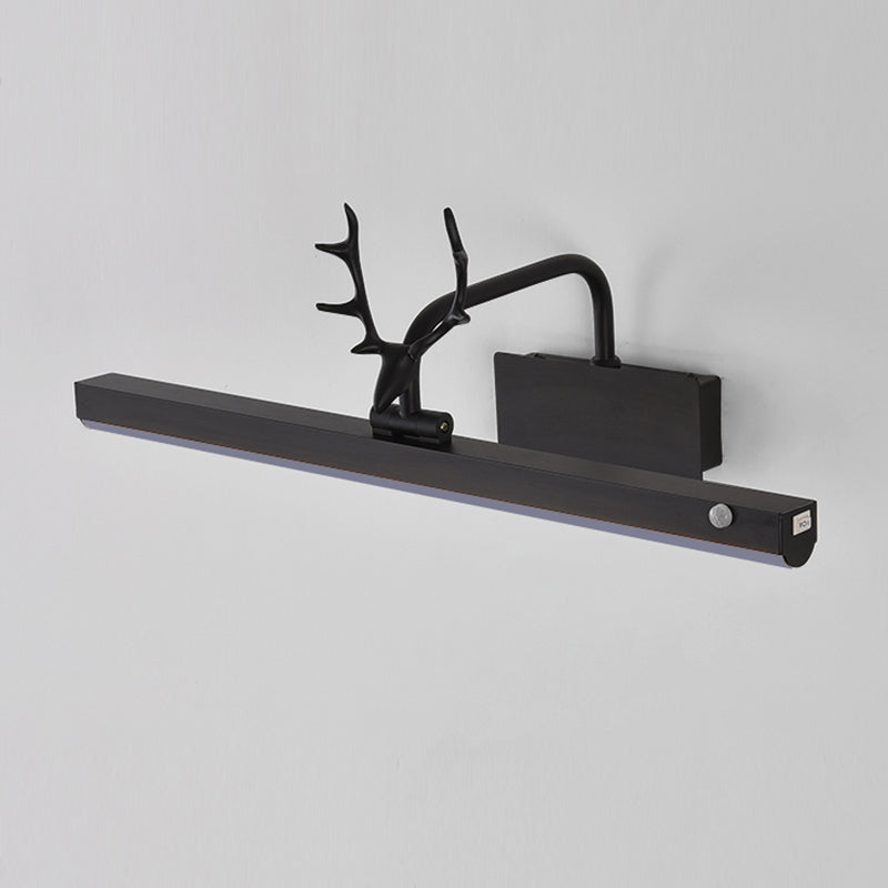 Metalen lineaire schaduw Wand SCONCE Moderne stijl 1 lichte spiegelwandverlichting in zwart