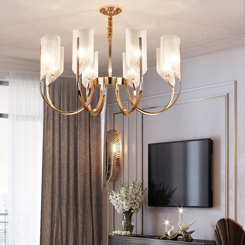 Postmodern Metal Acrylique Chandelier Lighting Assemblées Gold Hanging Chandelier