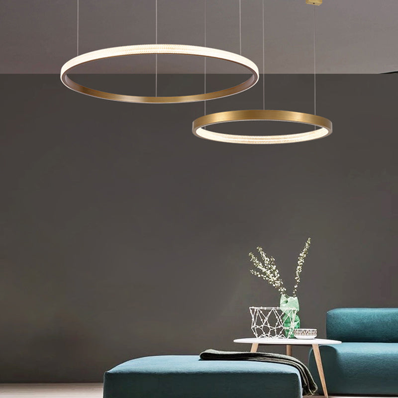 Circle Shade Metal Chandelier Lights Assemblées d'éclairage de lustre moderne en or