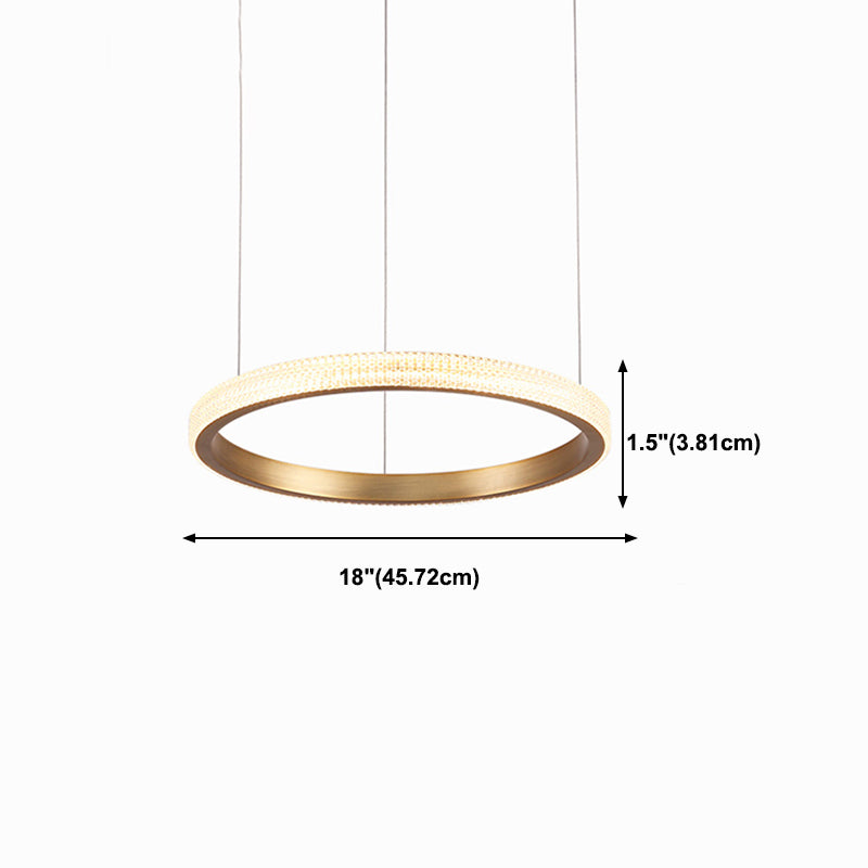 Circle Shade Metal Chandelier Lights Assemblées d'éclairage de lustre moderne en or