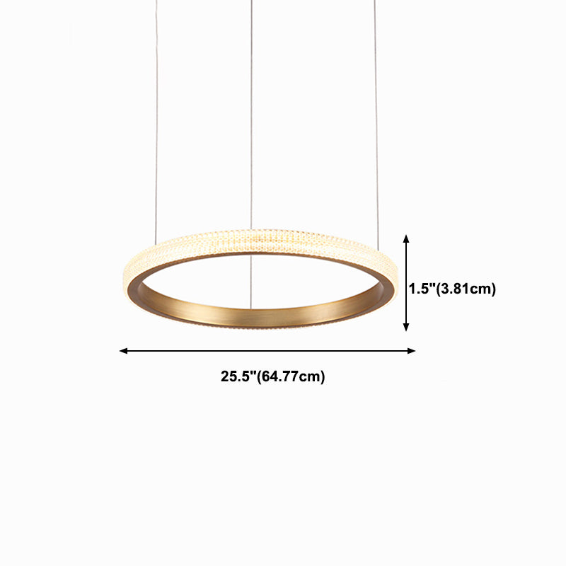 Circle Shade Metal Chandelier Lights Assemblées d'éclairage de lustre moderne en or