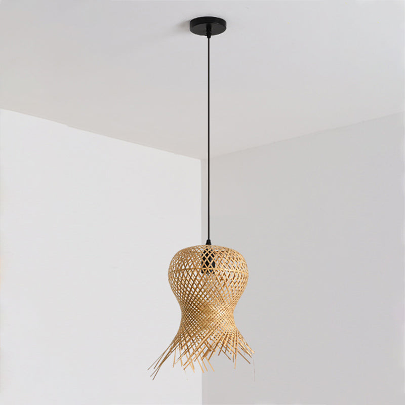 Einzigartige Schattenhänge -Beleuchtung moderner Stil Bambus Multi -Leuchten Hängende Lampe
