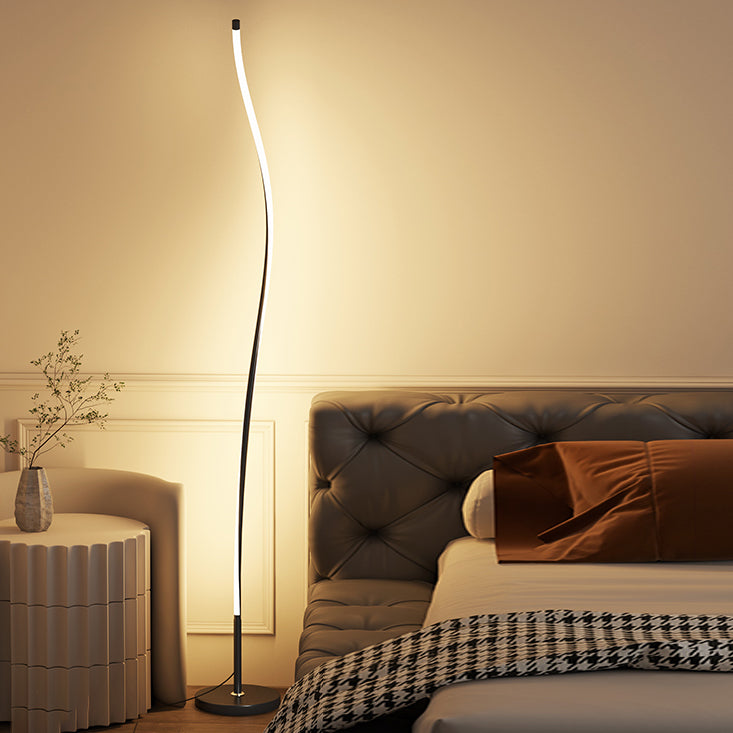 Modern Style Strip Shape Floor Lighting Metal 1 Light Floor Light for Bedroom