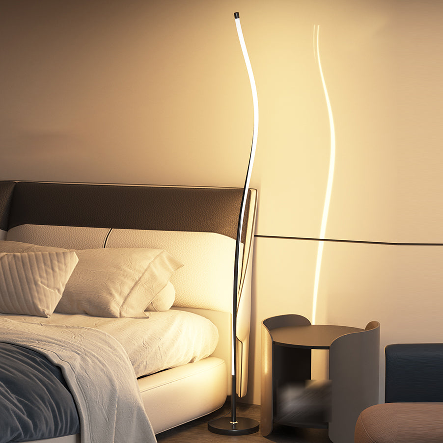 Modern Style Strip Shape Floor Lighting Metal 1 Light Floor Light for Bedroom