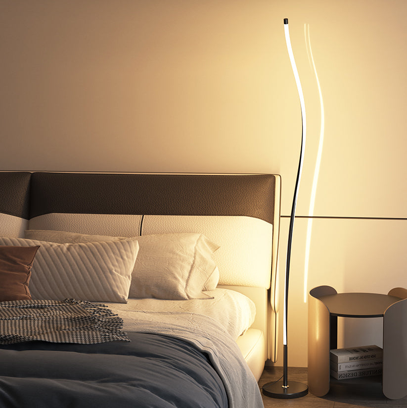 Modern Style Strip Shape Floor Lighting Metal 1 Light Floor Light for Bedroom