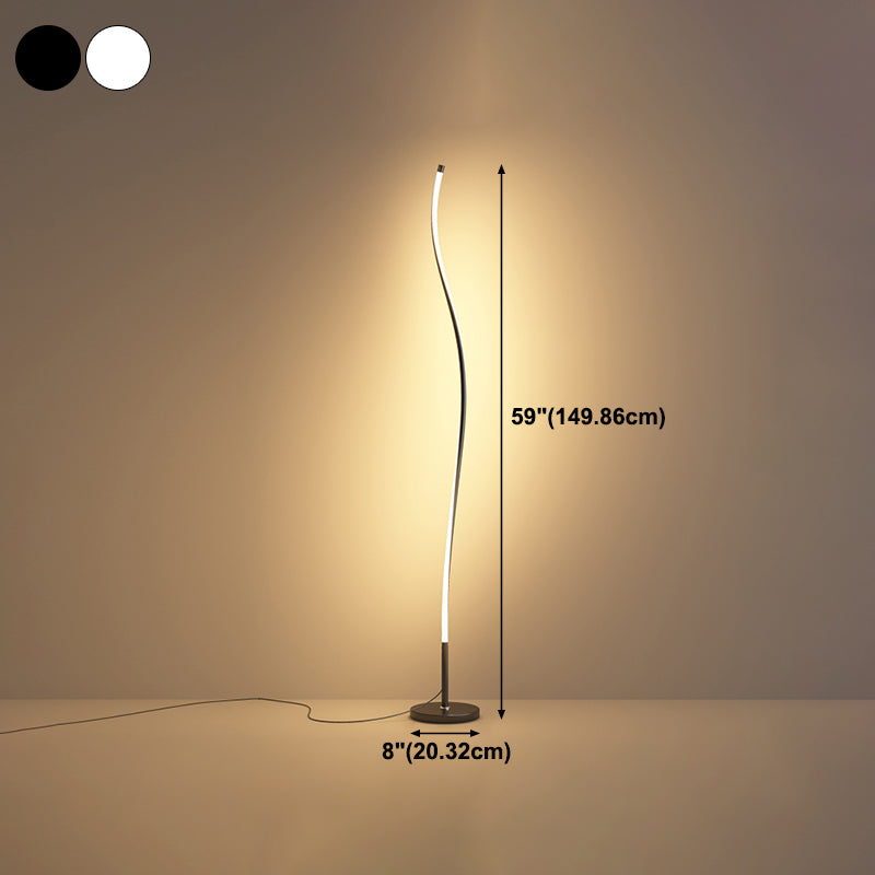 Modern Style Strip Shape Floor Lighting Metal 1 Light Floor Light for Bedroom