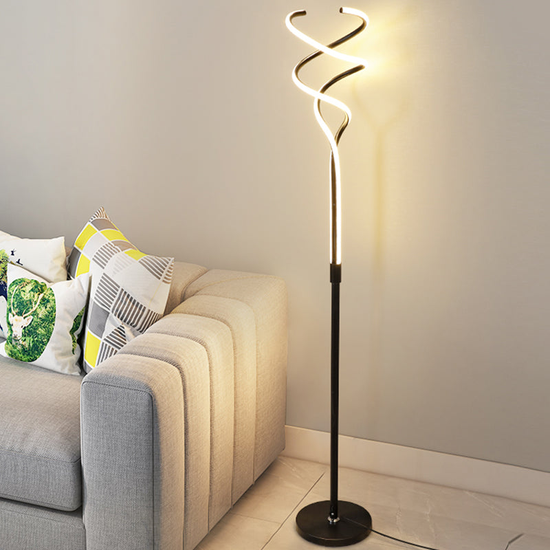 Éclairage de sol en forme de bande de style moderne métal 2 lampadaire léger pour chambre à coucher