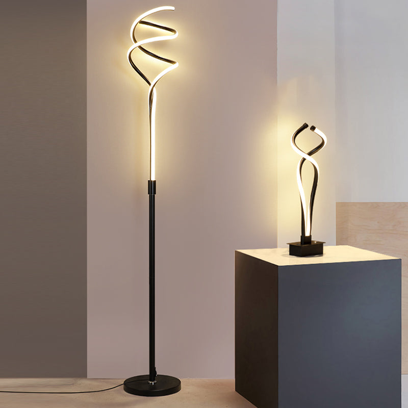 Éclairage de sol en forme de bande de style moderne métal 2 lampadaire léger pour chambre à coucher