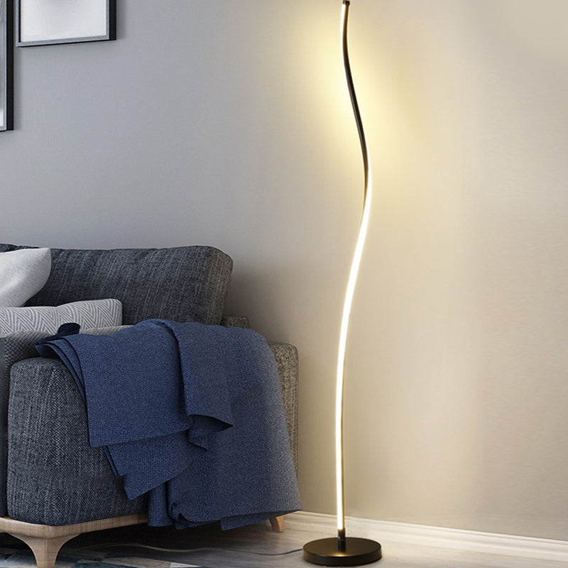 Modern Style Strip Shape Floor Lighting Metal 1 Light Floor Lamp for Dining Room