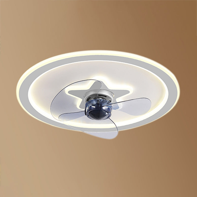 Metal Round Ceiling Pendant Modern Style 2 Lights LED Fan Light for Bedroom