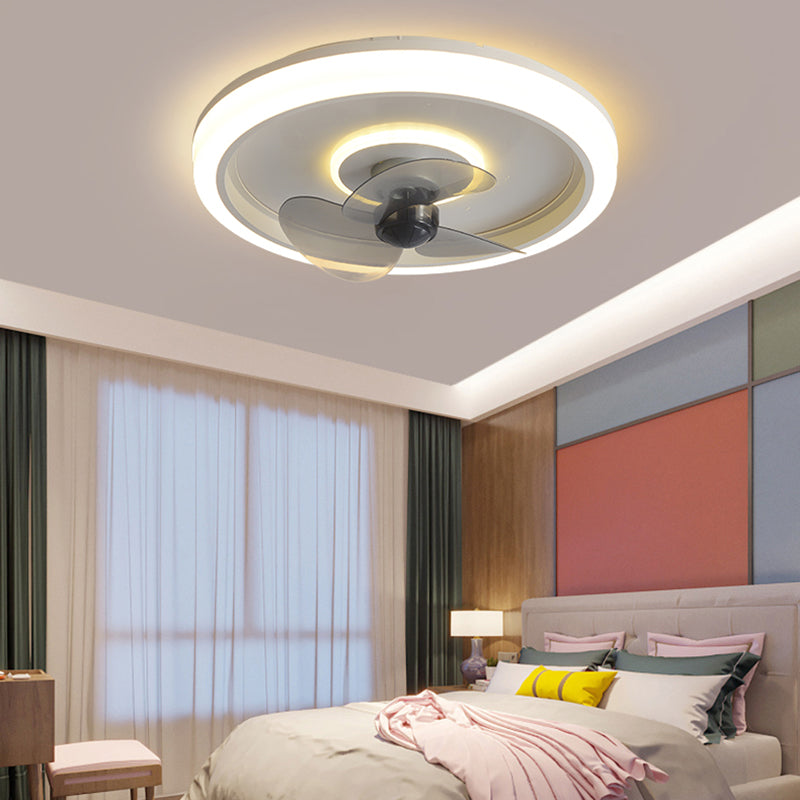 Metal Round Ceiling Pendant Modern Style 2 Lights LED Fan Light for Bedroom