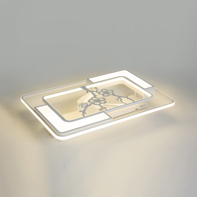 Nordic Geometric Fan Light Metal White LED Flush Mount Light for Living Room
