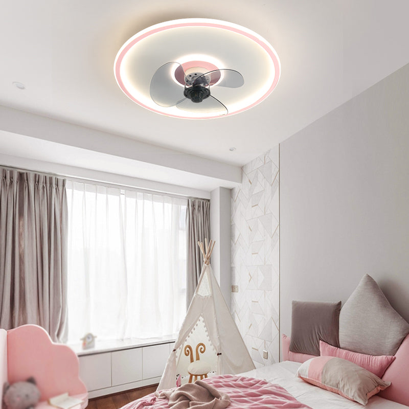 Nordic Round Fan Light Metal 1 Light LED Flush Mount Light for Bedroom