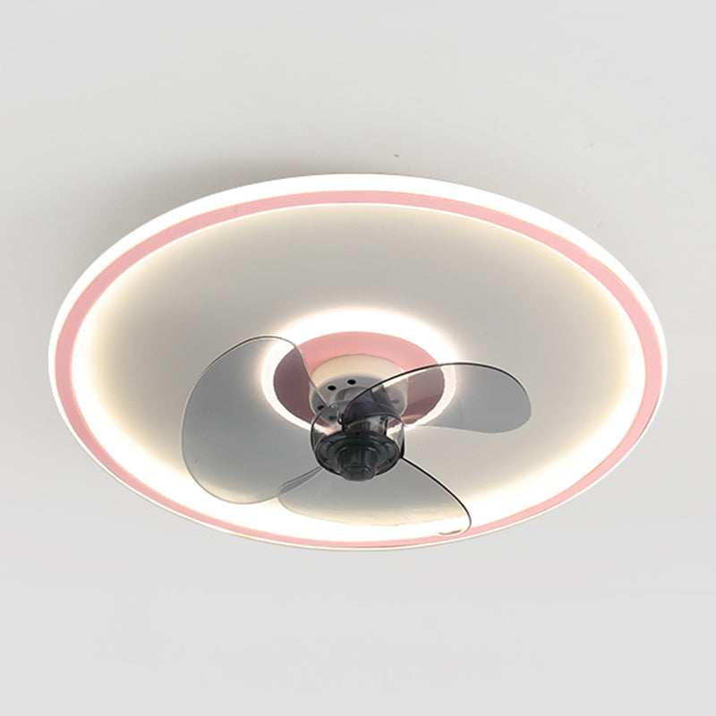 Nordic Round Fan Light Metal 1 Light LED Flush Mount Light for Bedroom