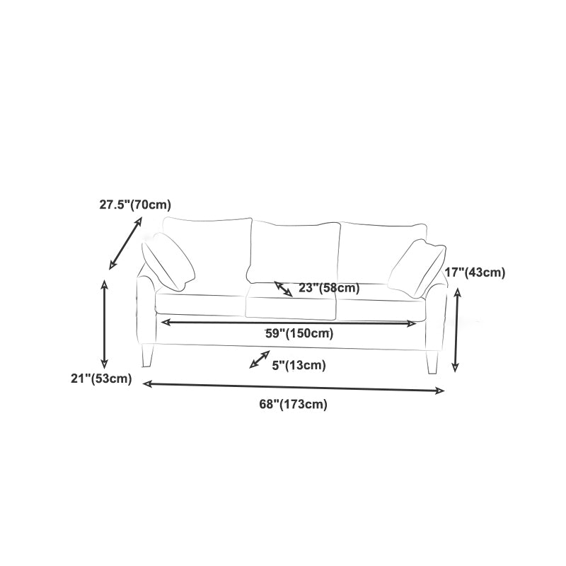 Sofá de brazo superior de almohada escandinava con almohada cosida para apartamento