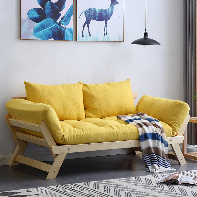 Sofá moderno de brazo acampanado convertible de madera y tela para sala de estar para sala de estar