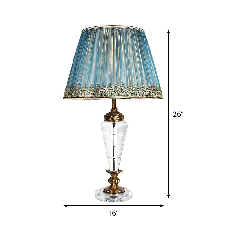 1 testa conica leggera modernista modernista lampada da comodino in cristallo in blu per camera da letto