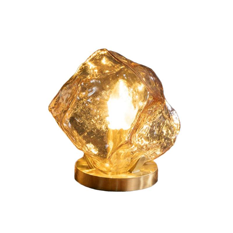 Modernism Geometrical Table Light Hand-Cut Crystal 1 Bulb Small Desk Lamp in Gold