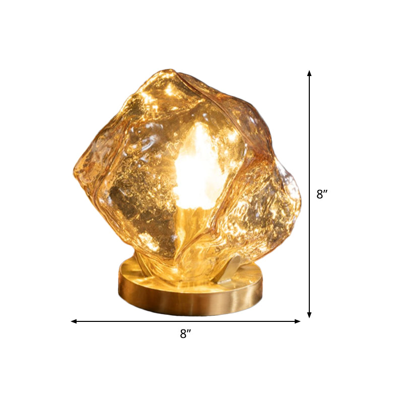 Modernism Geometrical Table Light Hand-Cut Crystal 1 Bulb Small Desk Lamp in Gold