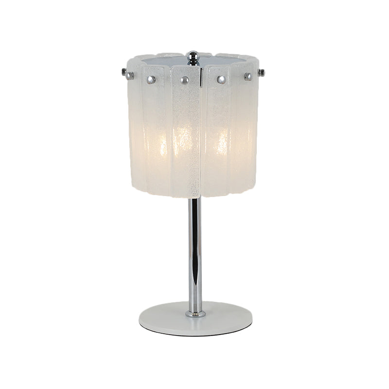 Contemporary 3 Heads Desk Light Chrome Drum Night Table Lamp with Crystal Crystal Bar Shade