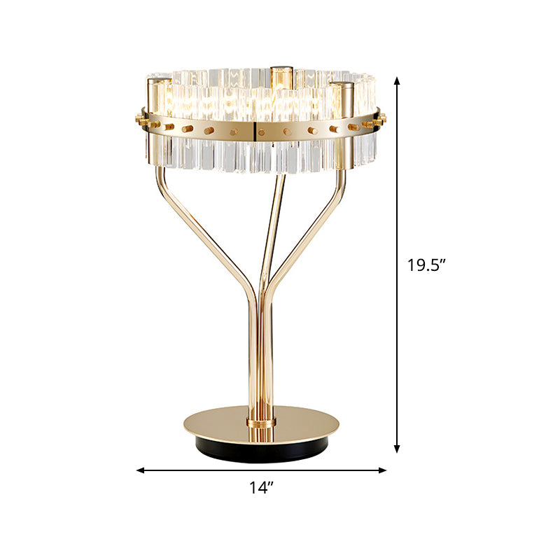 Luce cilindrica a LED Light Contemporary Beveled Crystal Night Table Lampada in oro