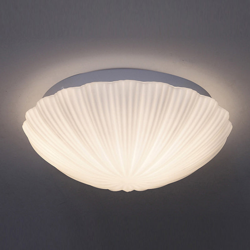 Shell Shape Ceiling Lamp Modern Iron Flush Mount with Glass Lampshade for Balcony