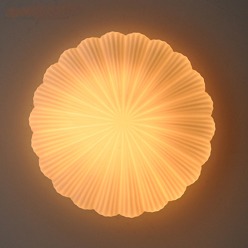 Shell Shape Ceiling Lamp Modern Iron Flush Mount with Glass Lampshade for Balcony