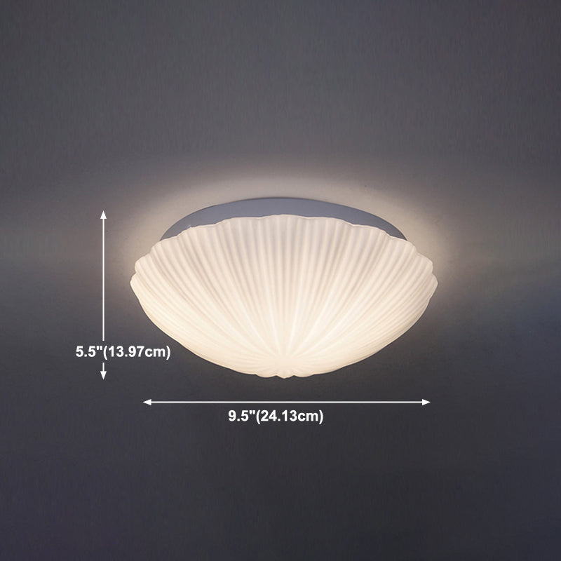 Shell Shape Ceiling Lamp Modern Iron Flush Mount with Glass Lampshade for Balcony