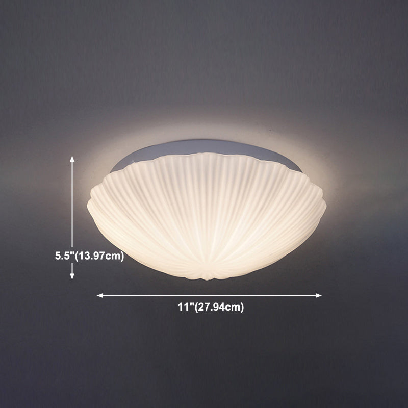 Shell Shape Ceiling Lamp Modern Iron Flush Mount with Glass Lampshade for Balcony