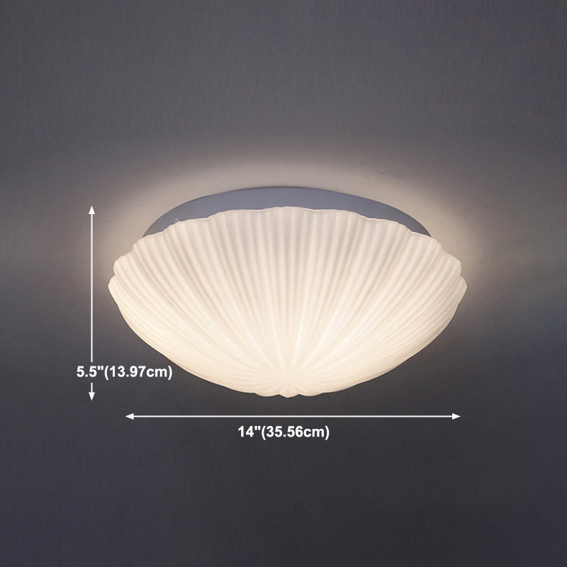 Shell Shape Ceiling Lamp Modern Iron Flush Mount with Glass Lampshade for Balcony