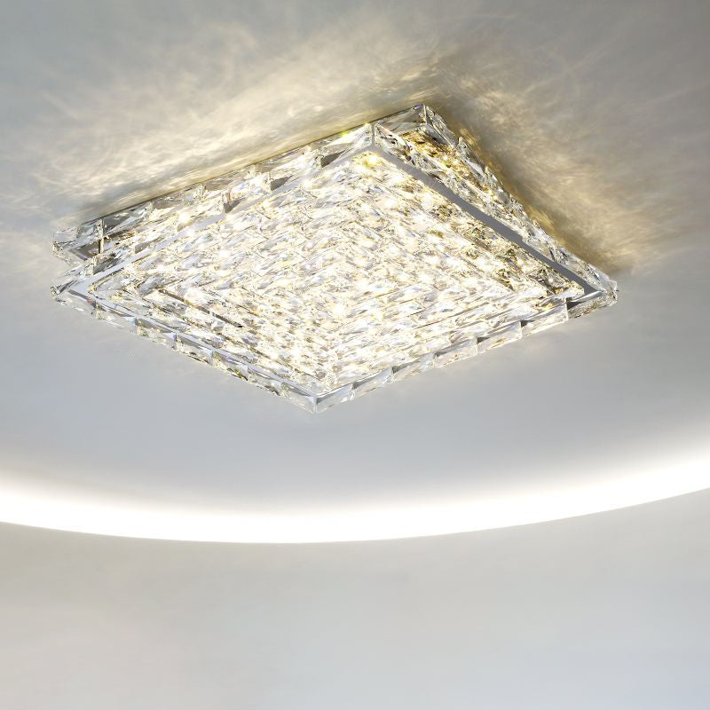 Lampada da soffitto in cristallo a forma geometrica Moderna in acciaio inossidabile a 2 luci da incasso per studio