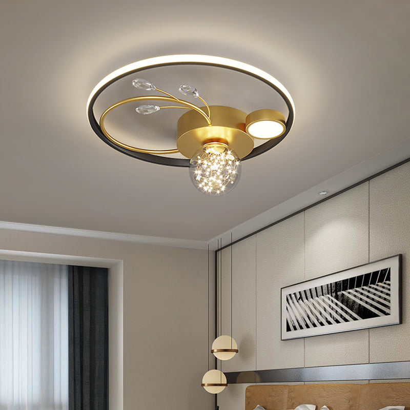 Black-Gold LED Flush Mount Light Gypsophila Modern Ceiling Lamp for Bedroom