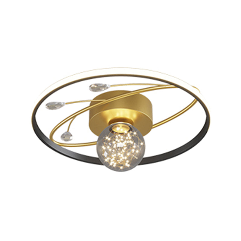 Black-Gold LED Flush Mount Light Gypsophila Modern Ceiling Lamp for Bedroom