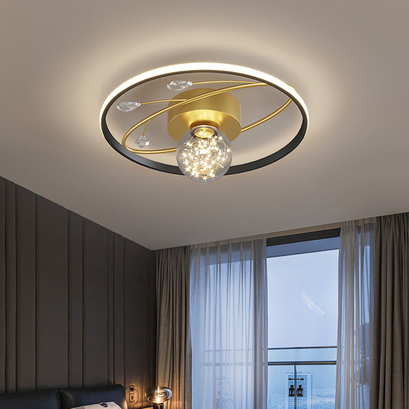 Black-Gold LED Flush Mount Light Gypsophila Modern Ceiling Lamp for Bedroom