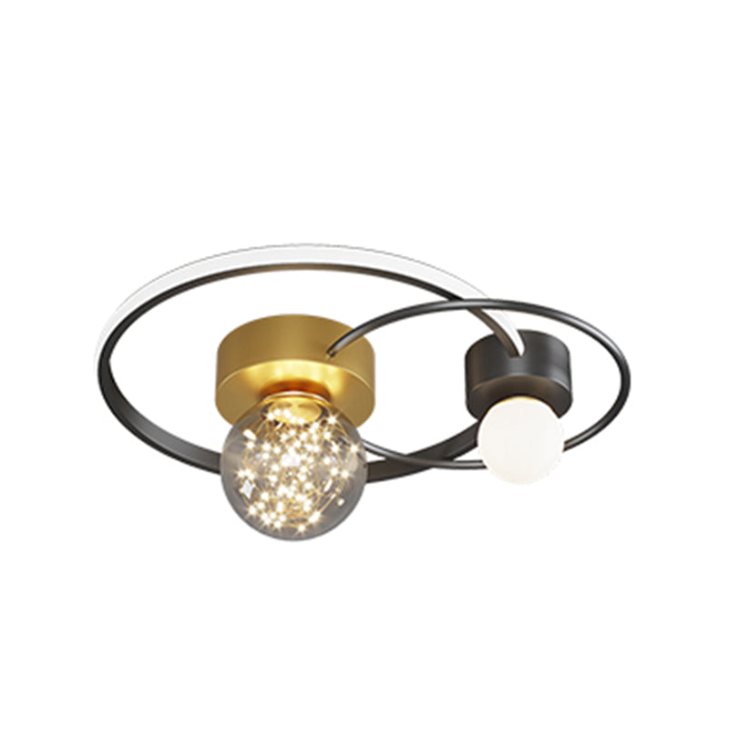 Black-Gold LED Flush Mount Light Gypsophila Modern Ceiling Lamp for Bedroom