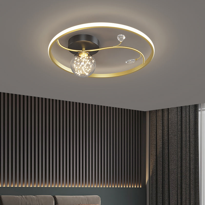 Black-Gold LED Flush Mount Light Gypsophila Modern Ceiling Lamp for Bedroom