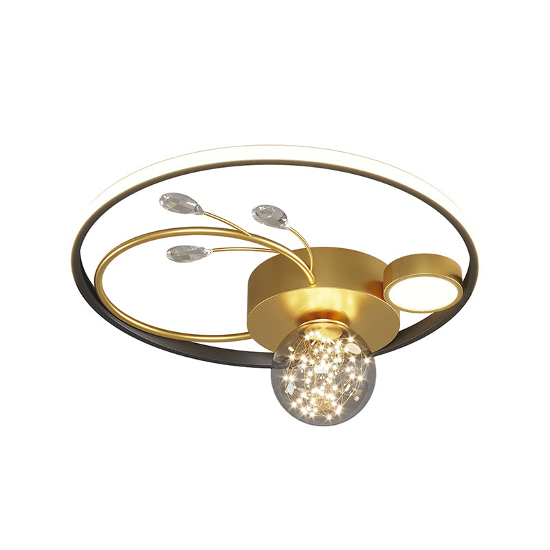 Black-Gold LED Flush Mount Light Gypsophila Modern Ceiling Lamp for Bedroom