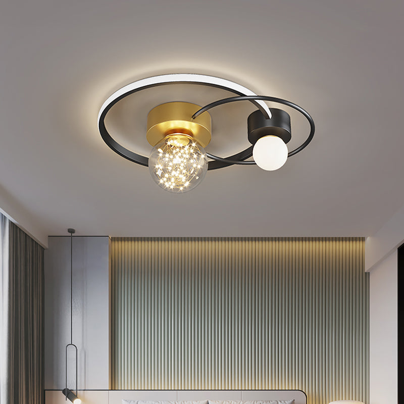 Black-Gold LED Flush Mount Light Gypsophila Modern Ceiling Lamp for Bedroom