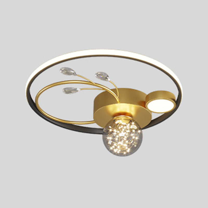 Black-Gold LED Flush Mount Light Gypsophila Modern Ceiling Lamp for Bedroom