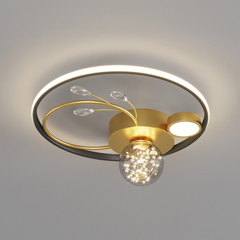 Black-Gold LED Flush Mount Light Gypsophila Modern Ceiling Lamp for Bedroom