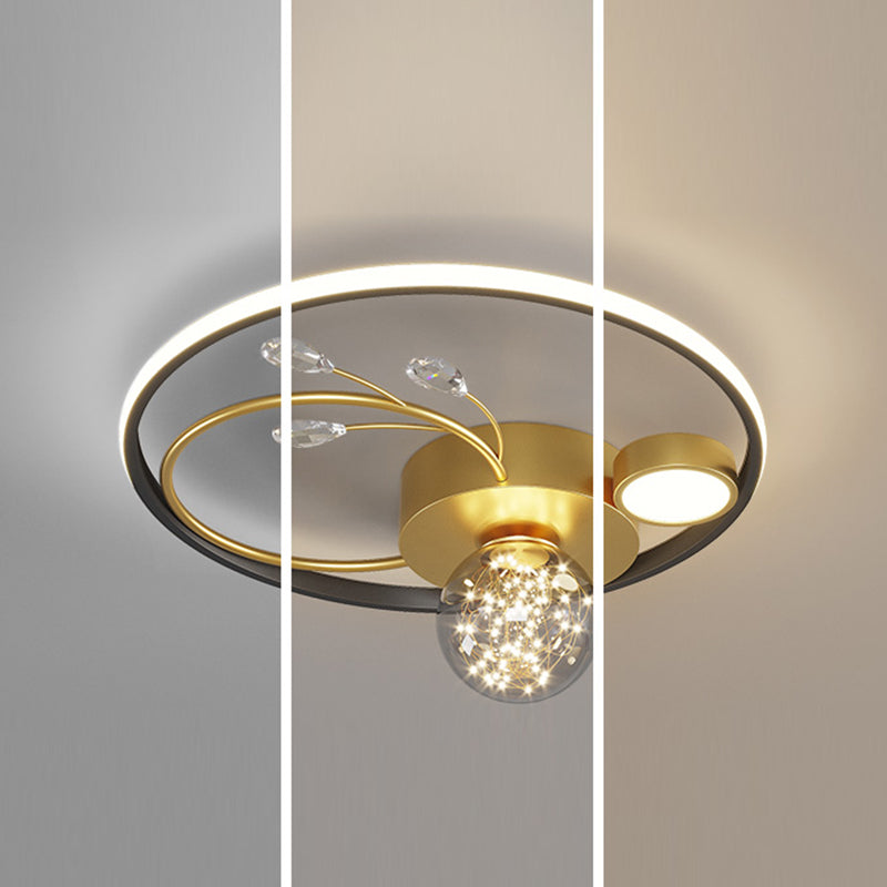 Lampada da soffitto moderna Gypsophila a LED nero-oro per camera da letto