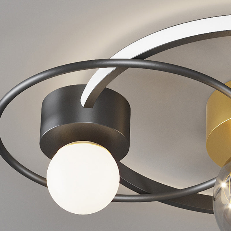 Lampada da soffitto moderna Gypsophila a LED nero-oro per camera da letto