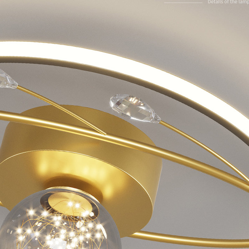 Lampada da soffitto moderna Gypsophila a LED nero-oro per camera da letto