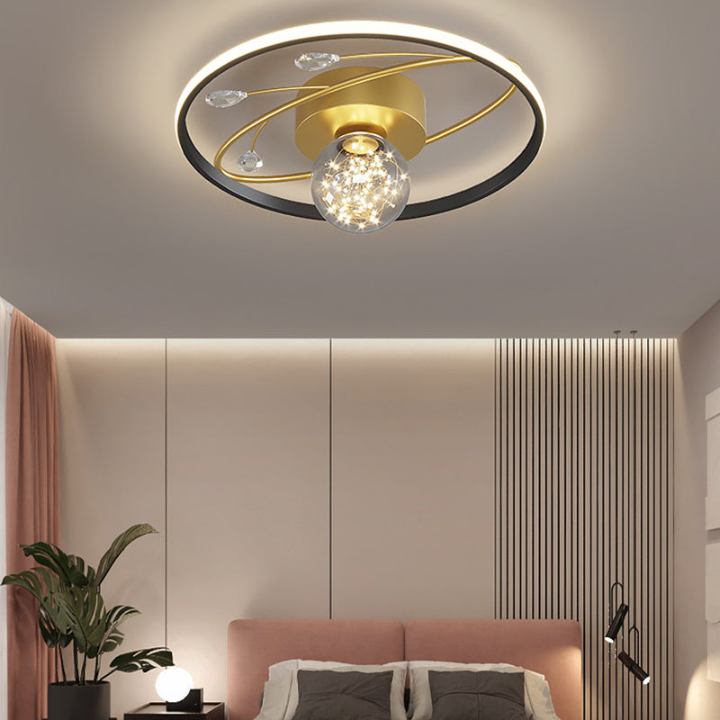 Lampada da soffitto moderna Gypsophila a LED nero-oro per camera da letto