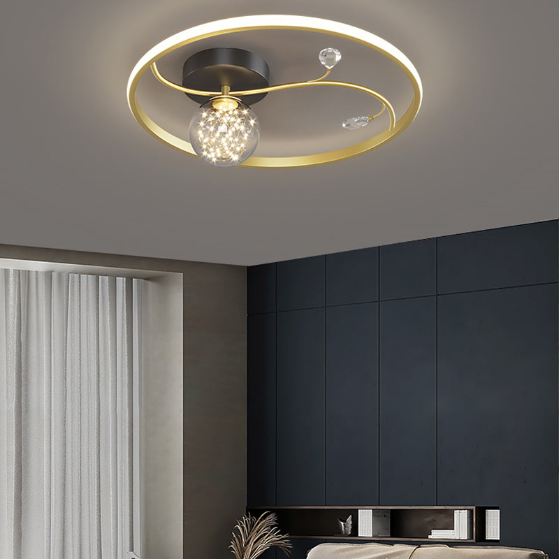 Black-Gold LED Flush Mount Light Gypsophila Modern Ceiling Lamp for Bedroom