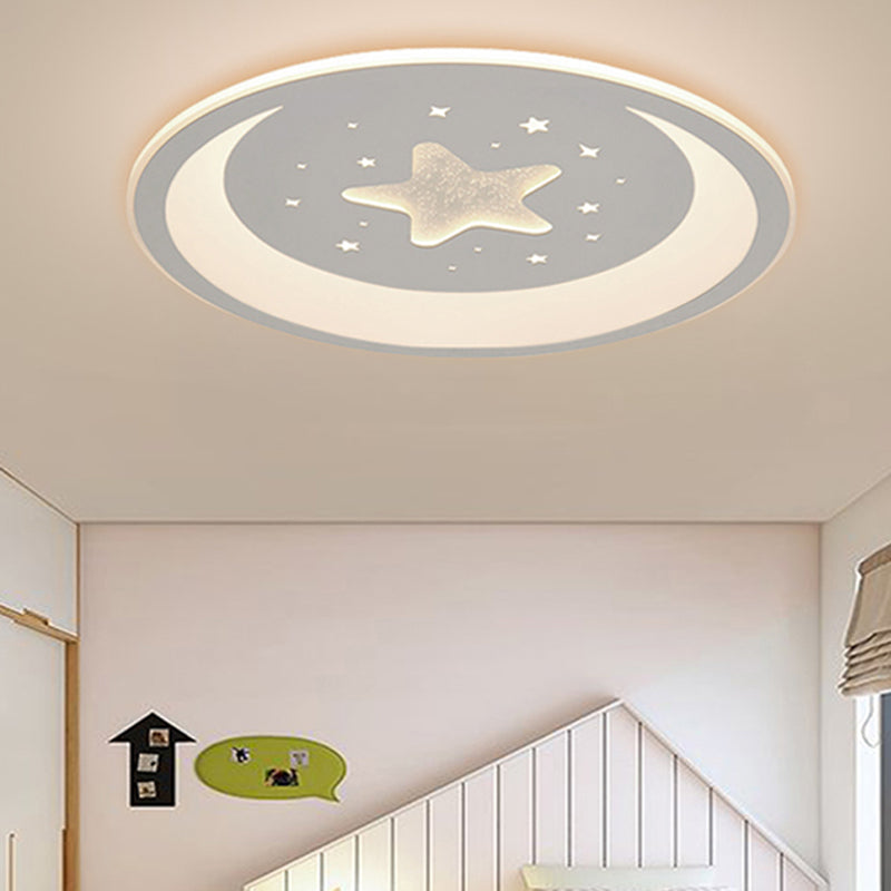 Round Shape Metal Flush Ceiling Light Kid Style 1 Light Flush Ceiling Light Fixtures